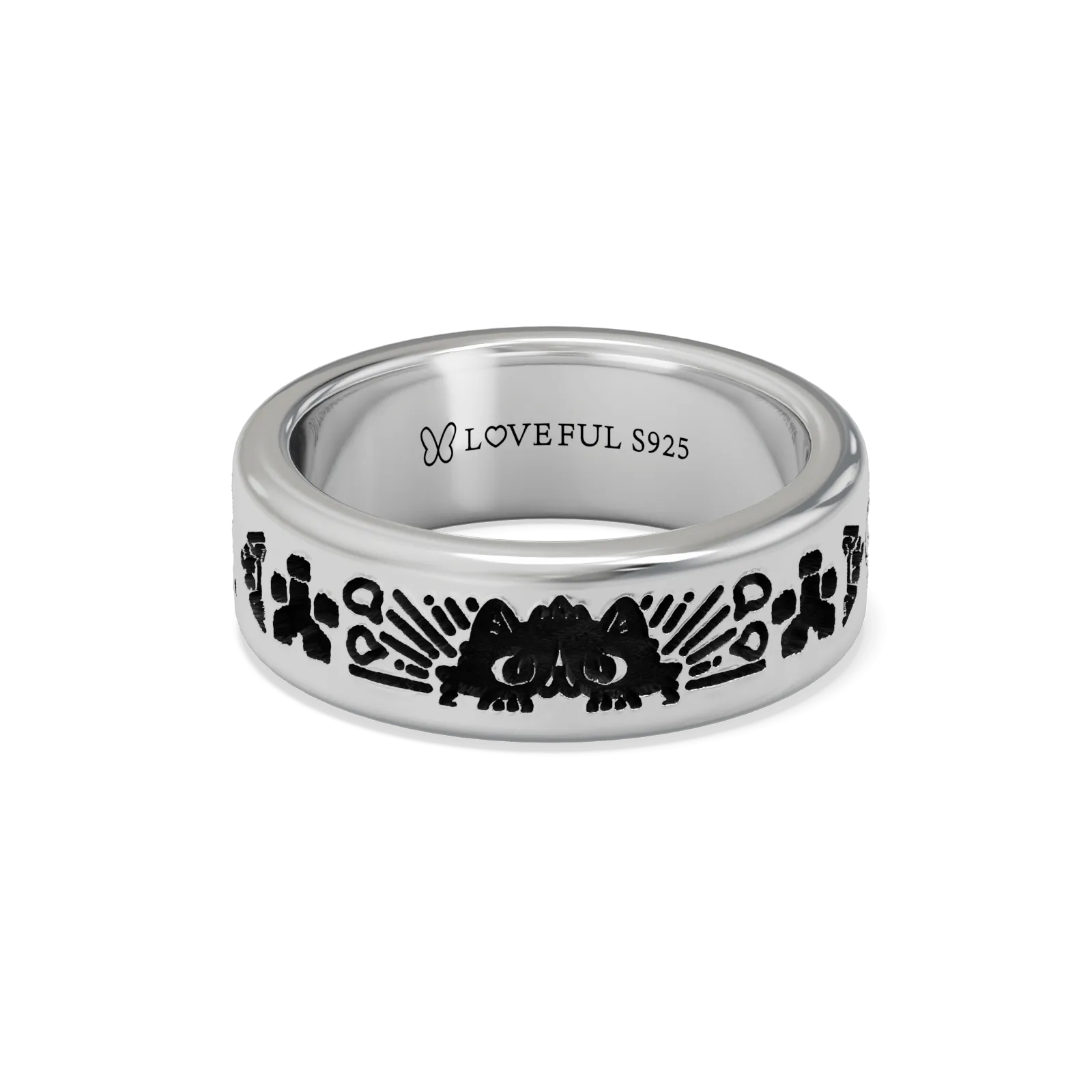 Polished Silver Ring, Classic Vintage Square, Meowbeam-689AB2E54EAC7