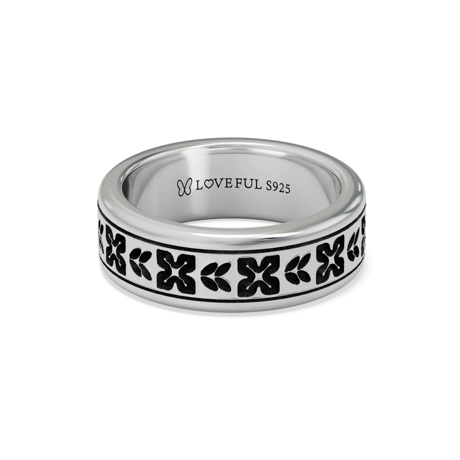 Polished Silver Ring, Classic Vintage Square, First Bloom in Wind-68AECE7E8146A