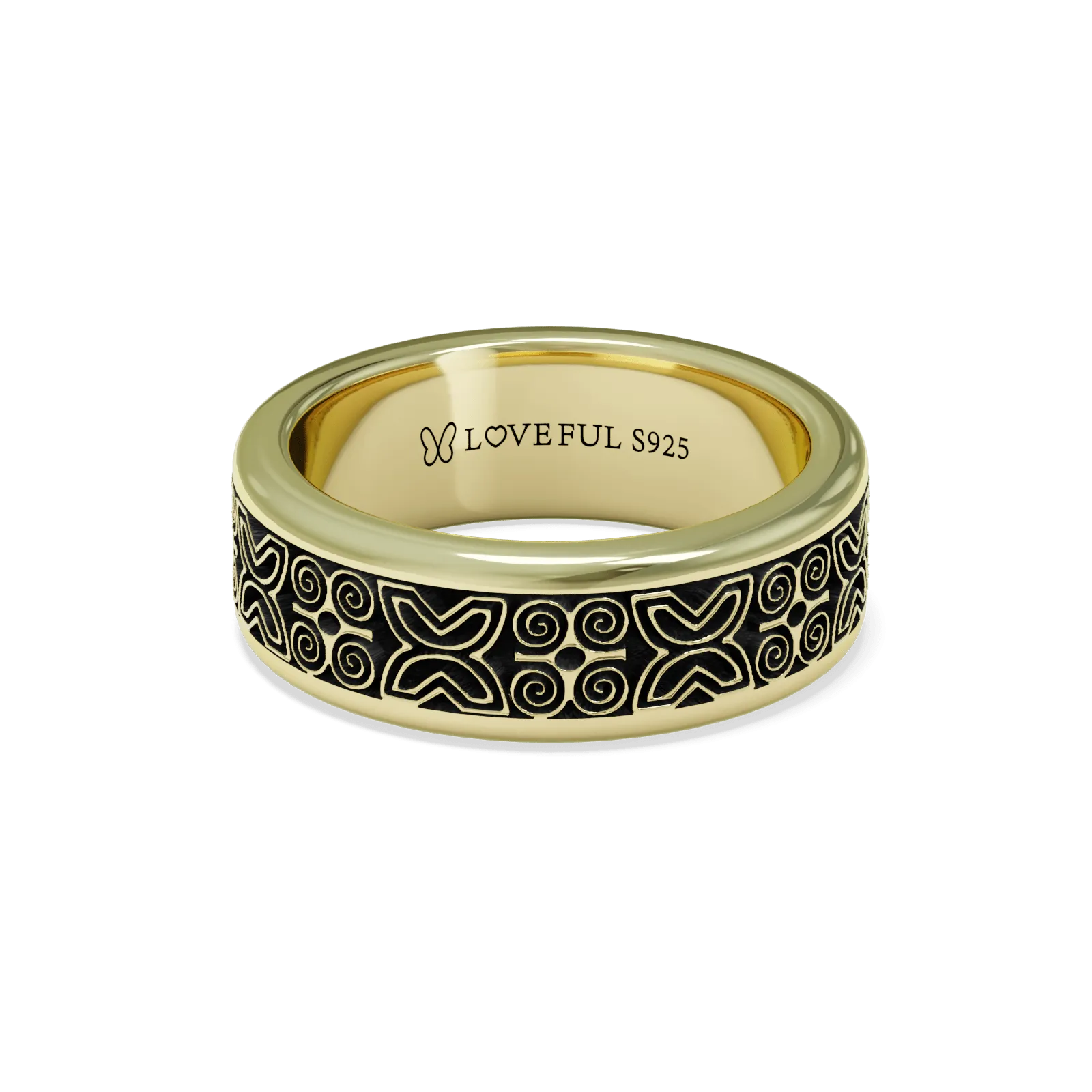 Polished 14K Gold Vermeil, Classic Vintage Square, Bands of Freedom Polished 14K Gold Vermeil, Classic Vintage Square, Bands of Freedom