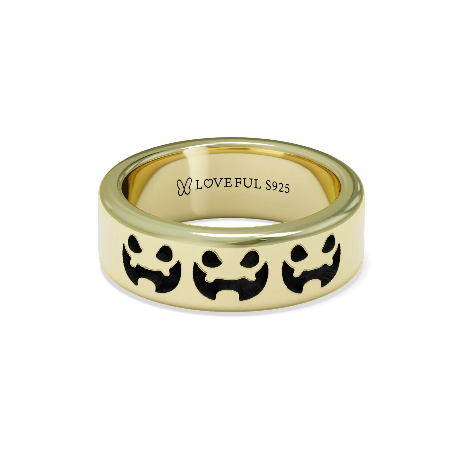 Polished 14K Gold Vermeil, Classic Vintage Square, Spooky Halloween Wishes III