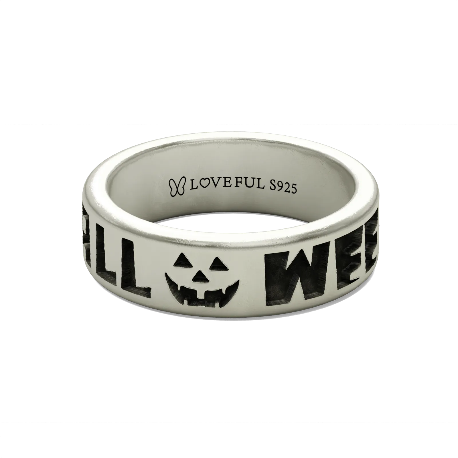 Matte Silver Ring, Classic Vintage Square, Halloween Night