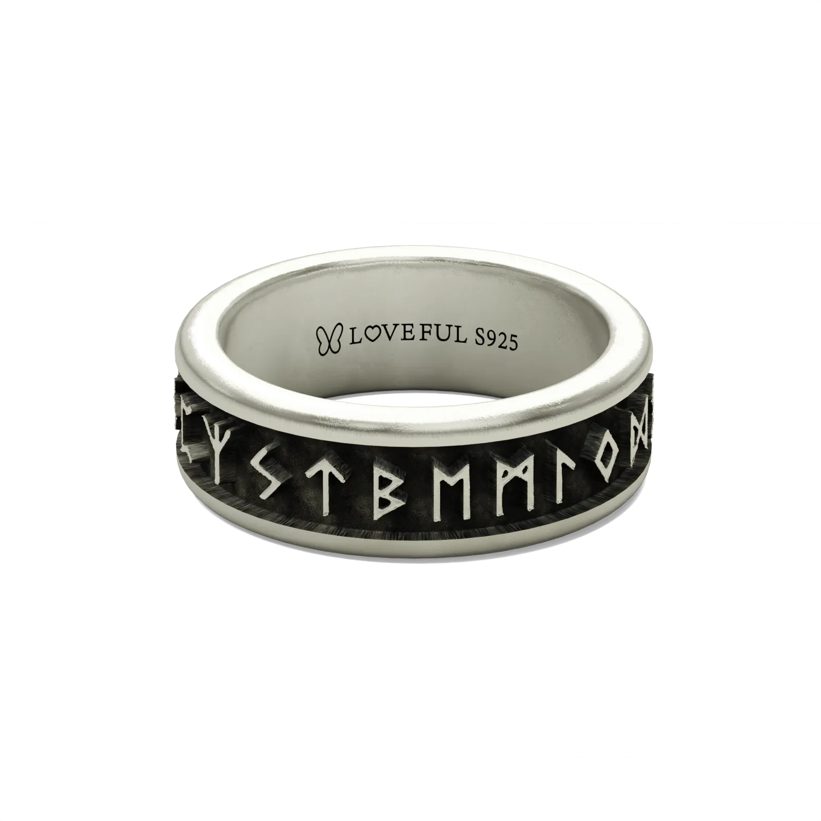 Matte Silver Ring, Classic Vintage Square, Runic Core