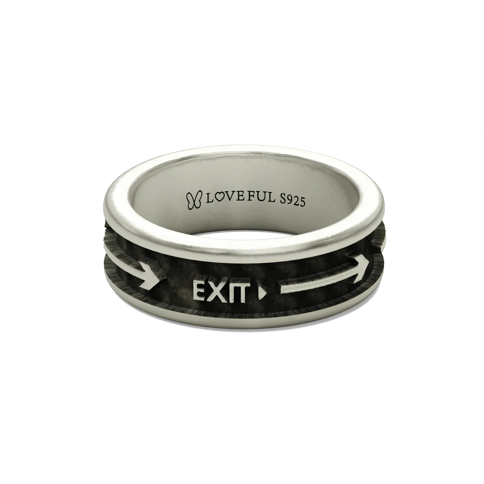 Matte Silver Ring, Classic Vintage Square, Find EXIT